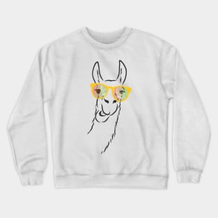 cute llama in fashionable glasses Crewneck Sweatshirt